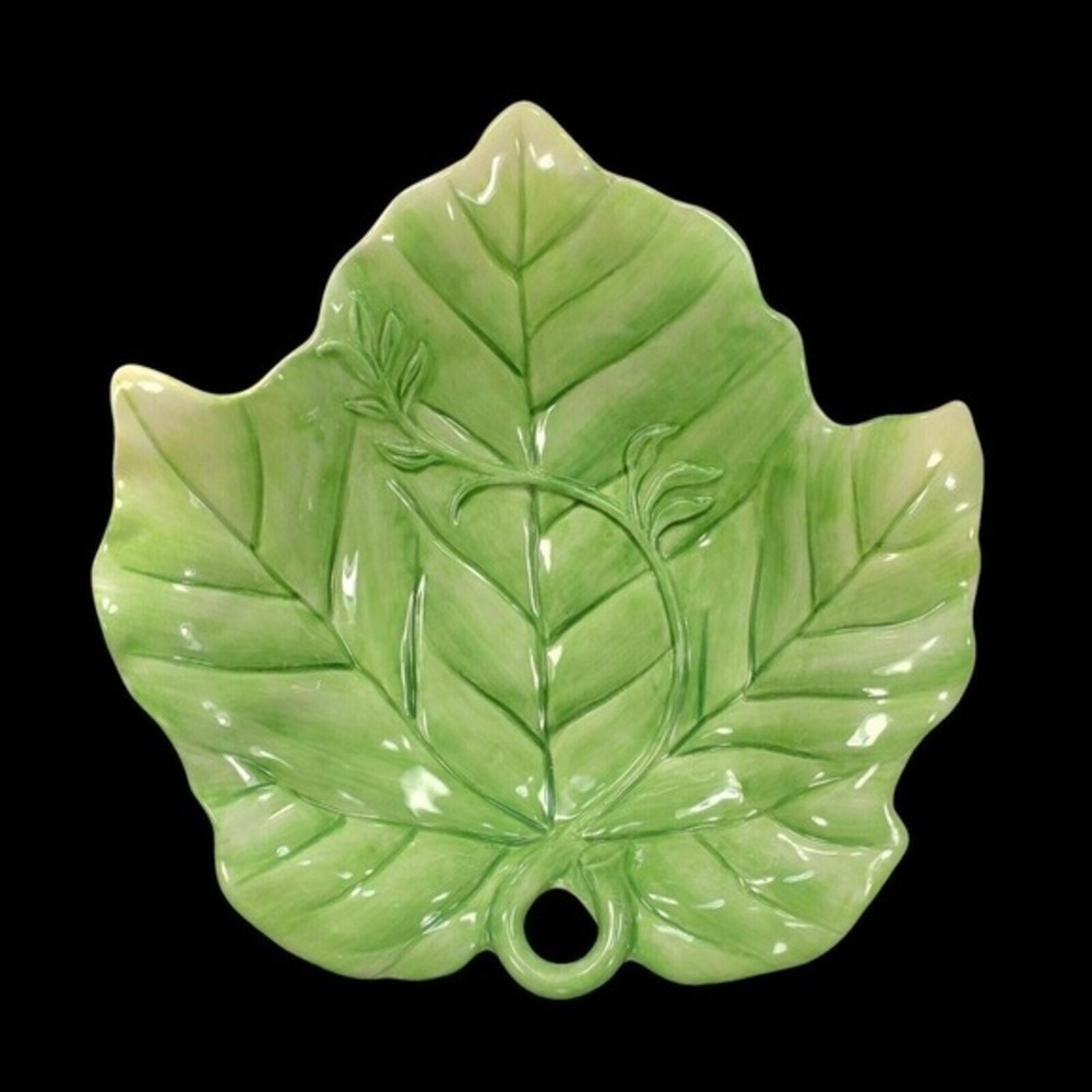 Fitz and Floyd Green Leaf Dish Bowl 8 Inch Classics Candy Cookie Trinket‎ Dish